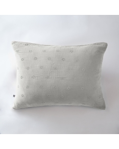 Taie d'oreiller brodée en gaze de coton 50 x 70 cm Gaïa Boho Gris
