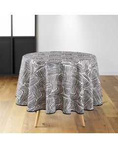 Nappe ronde (0) 180 cm polyester imprime pandore Noir