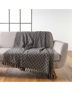 Plaid a franges 125 x 150 cm en coton tissé Janna