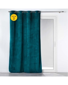 Lot de 2 Rideaux à oeillets 140 x 260 cm velours côtelé Casual Pétrole