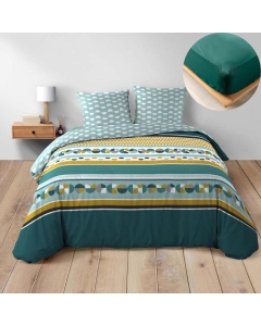 Pack parure de couette 240 x 220 cm Doris + DH 140x190 cm Emeraude