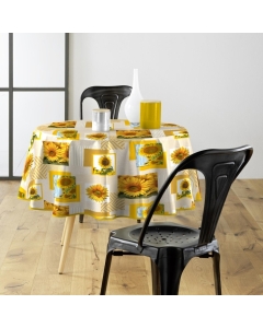 Nappe ronde (0) 160 cm pvc photoprint sunflower Sans