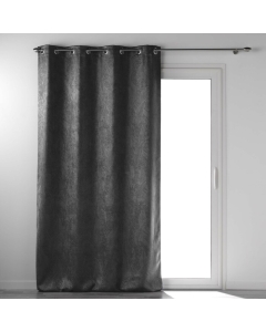 Rideau grande hauteur 135 x 280 cm occultant velours frappé Melodie Anthracite