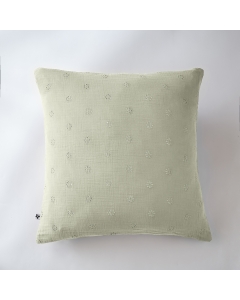 Taie d'oreiller brodée en gaze de coton 60 x 60 cm Gaïa Boho Vert d'eau