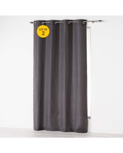 Lot de 2 Rideaux uni 140x 260 cm Absolu en microfibre Anthracite