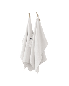 Lot de 2 essuie-mains gaze de coton 50 x 70 cm chantilly Blanc