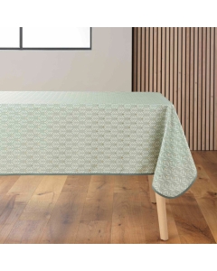 Nappe rectangle 145 x 240 cm polyester imprime metallise piana Sauge
