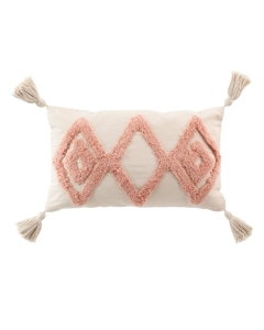 Coussin dehous. compr. pompons 30 x 50 cm coton/polyester tufte athena Marsala