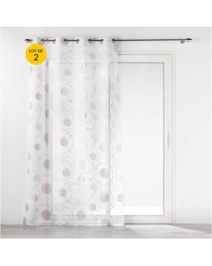 Lot de 2 voilages a oeillets 140 x 240 cm voile sable imprimé metallisé Oliane