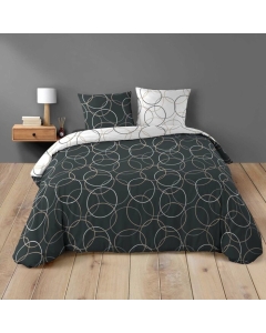 Housse de couette réversible 260 x 240 cm + 2 taies 100% coton 42 fils Felix