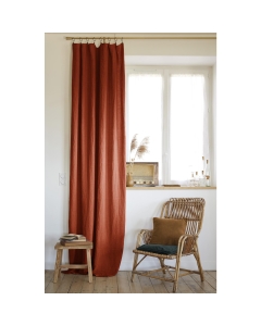 Rideau ajustable + 8 anneaux pince 140 x 270 cm lin lavé français luxe soline Paprika