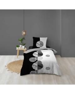 Housse de couette 1 personne 140 x 200 cm 100% coton 57 fils Stormi
