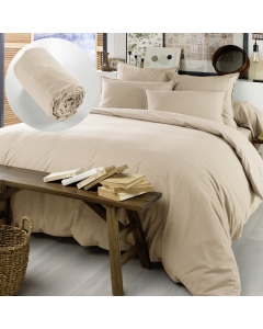 Pack Housse de couette chaude en flanelle 240 x 220 cm + drap housse 140x190 Candice Beige