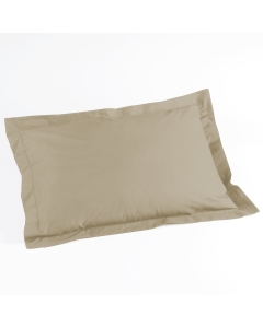 Taie d'oreiller volant plat 50 x 70 cm uni 57 fils lina +point bourdon Beige