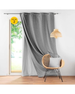Lot de 2 Rideaux  occultant/thermique/phonique doublure amovible 140 x 260 cm Coverline Anthracite