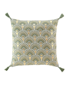 Coussin dehous. pompon 45 x 45 cm polycoton imp metallise Icare