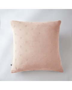 Taie d'oreiller brodée en gaze de coton 60 x 60 cm Gaïa Boho Rose clair