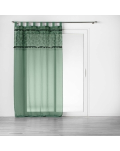 Panneau a passants 140 x 240 cm voile sable+top imprime+pompon milagreen Vert
