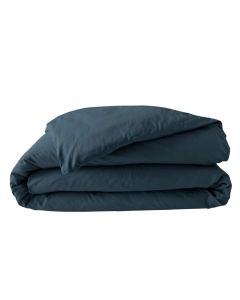 Housse de couette 2 personnes 240 x 220 cm percale de coton 78 fils Bleu nuit