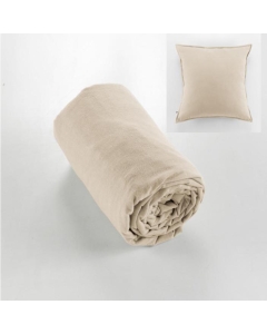 Drap housse flanelle chaude 180 x 200 cm Bonnet 30 cm + 2 taies 63 x 63 Beige