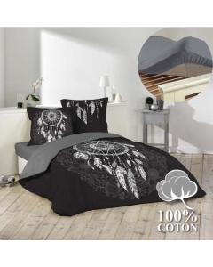Pack housse de couette 220x240 cm Ista + drap housse 140x190x30 Gris