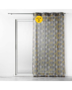 Lot de 2 Voilages a oeillets 140 x 240 cm imprimé Palpito Jaune