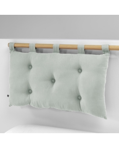 Tête de lit 5 boutons avec passants – 50 x 80 cm – Gaze de coton Gaïa eucalyptus