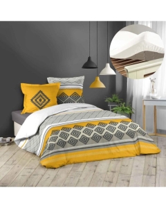 Pack housse de couette 220x240 cm Azagao + drap housse 140x190 Blanc
