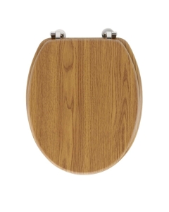 Abattant wc charnieres metal 37.5 x 46 cm mdf effet bois strata Chene