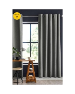 Lot de 2  rideaux occultant 140 x 280 cm grande hauteur Obscure Anthracite