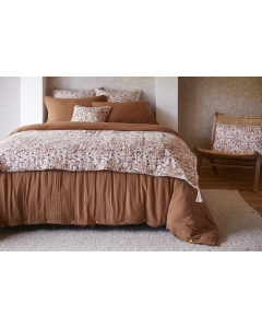 Bout de lit 90 x 200 cm double gaze de coton imprimée capucine Naturel