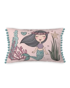 Coussin déhoussable avec pompons 30 x 50 cm maeria Multicolore