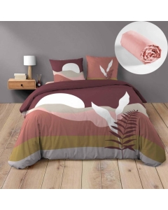 Pack parure de couette 220 x 240 cm Canyon + drap housse (140) Rose