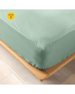 Lot de 2 draps housse King size 180 x 200 cm en coton bio Biolina Vert sauge
