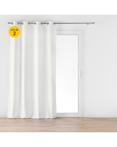 Lot de 2 Rideaux a oeillets 140 x 260 cm velours jacquard Mika Blanc