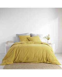 Housse de couette 260 x 240 cm coton lavé 57 fils Linette Jaune