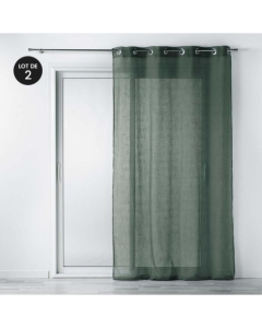 Lot de 2 voilages a oeillets 140 x 240 cm effet lin tissé Zazy Kaki