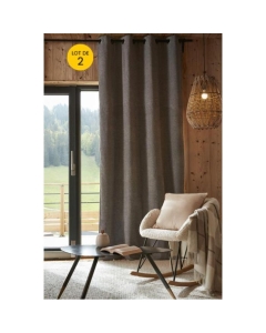 Lot de 2 rideaux 140 x 260 cm ultra occultant doublé polaire Bjorn Gris