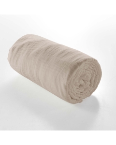 Drap housse 2 personnes 160 x 200 cm double gaze coton 57 fils Angelia Sable