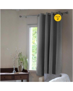 Lot de 2 Rideaux occultant luxe spécial petites fenêtres 140 x 180 cm Obscure Anthracite
