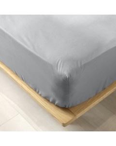 Drap housse 1 personne 90 x 190 cm coton bio 57 fils biolina Gris