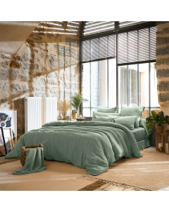 Housse de Couette 260 x 240 cm - Double Gaze de Coton 125g/m² - Gaïa Eucalyptus
