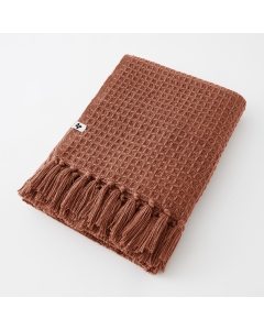 plaid à franges 130 x 160 cm rpet gabin terracotta