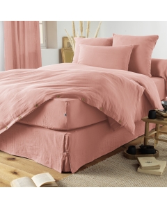 Cache-sommier gaze de coton luxe 180 x 200 cm Gaia Rose pêche