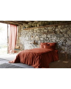 Housse de couette 240 x 220 cm Lin lavé français Soline Paprika