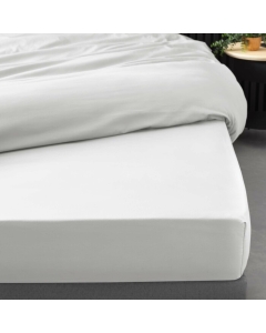 Drap housse 1 personne 90 x 190 cm percale uni 78 fils percaline White