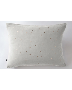 Taie d'oreiller gaze de coton brodée fil or 50 x 70 cm Gaia Chic Gris