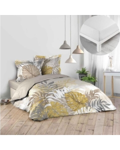 Pack parure de couette 240 x 220 cm Mogador + drap housse 140 x 190 x 30 Blanc