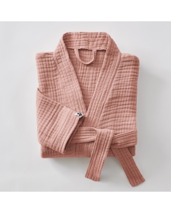 Peignoir Kimono Mixte L/XL – Gaze de Coton Gaïa Rose pêche