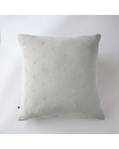 Taie d'oreiller brodée en gaze de coton 60 x 60 cm Gaïa Boho Gris